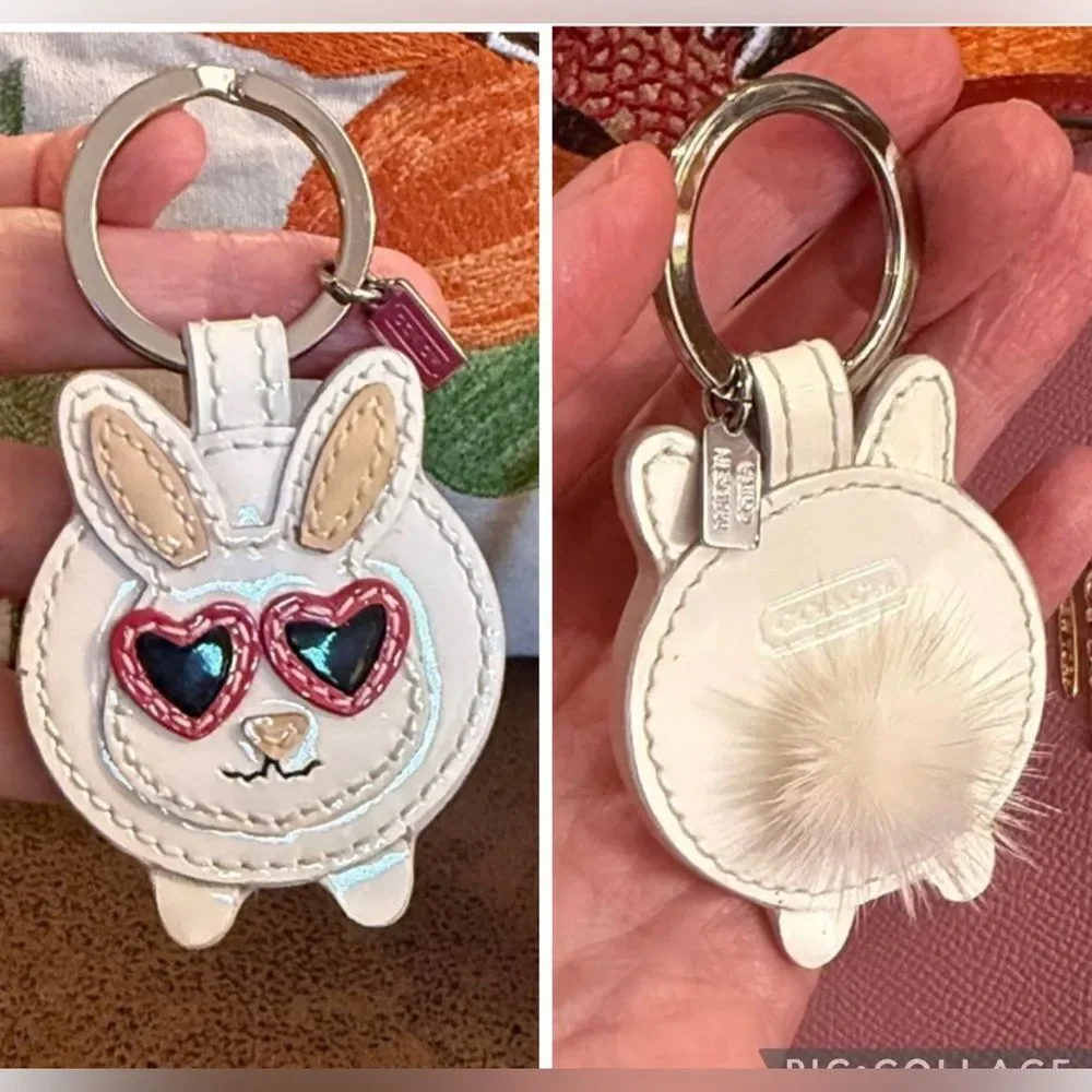 COACH MINK BUNNY VINTAGE HEART SUNGLASSES STACKED LEATHER MINI HANGTAG RARE LNC